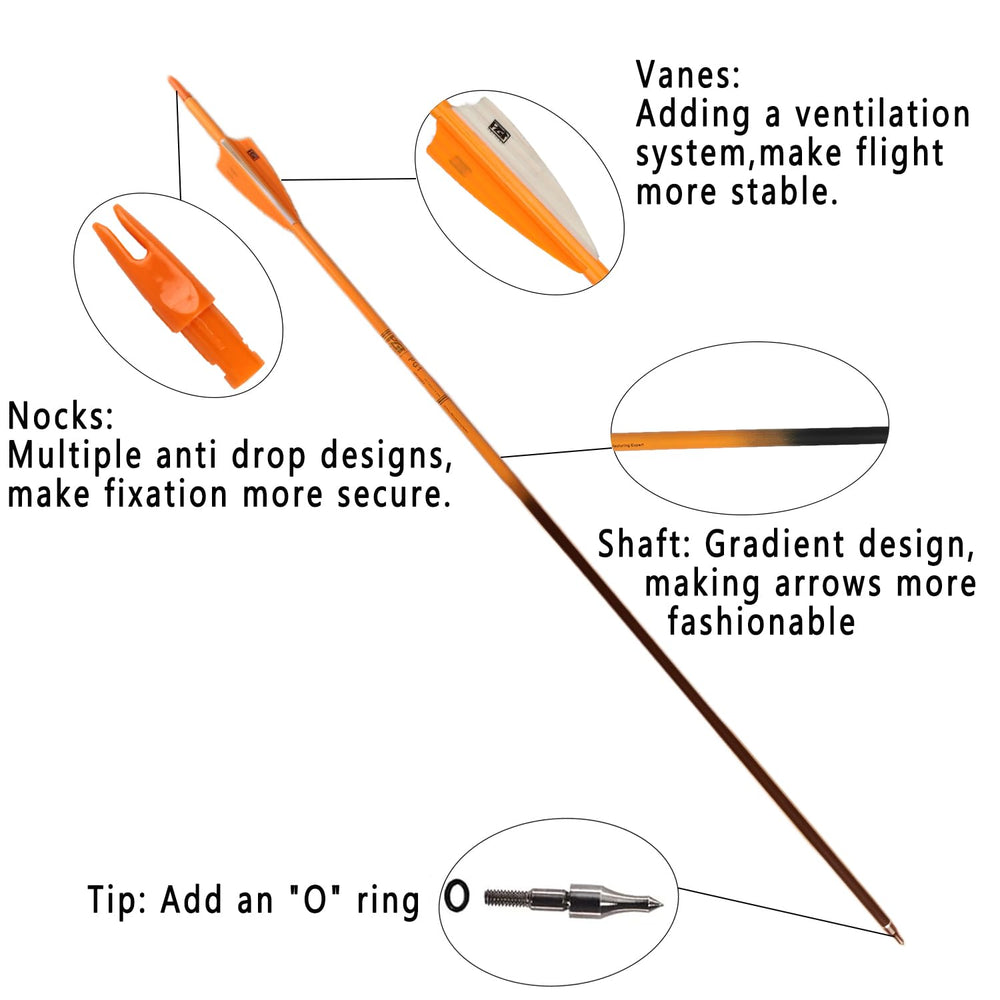 PG1ARCHERY nickel-plated arrow tips with O-ring locking ensure secure tip attachment.