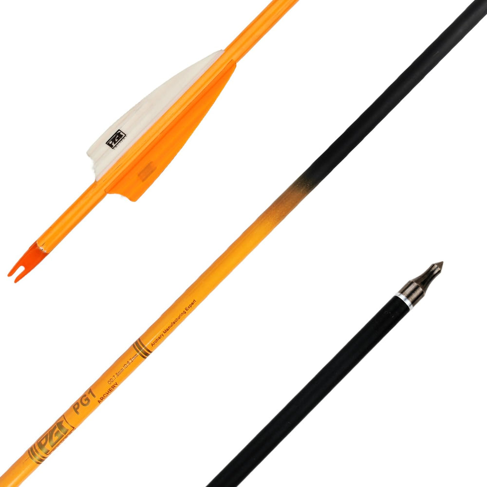 PG1ARCHERY pack of 12 arrows, ideal for target practice and outdoor hunts.
