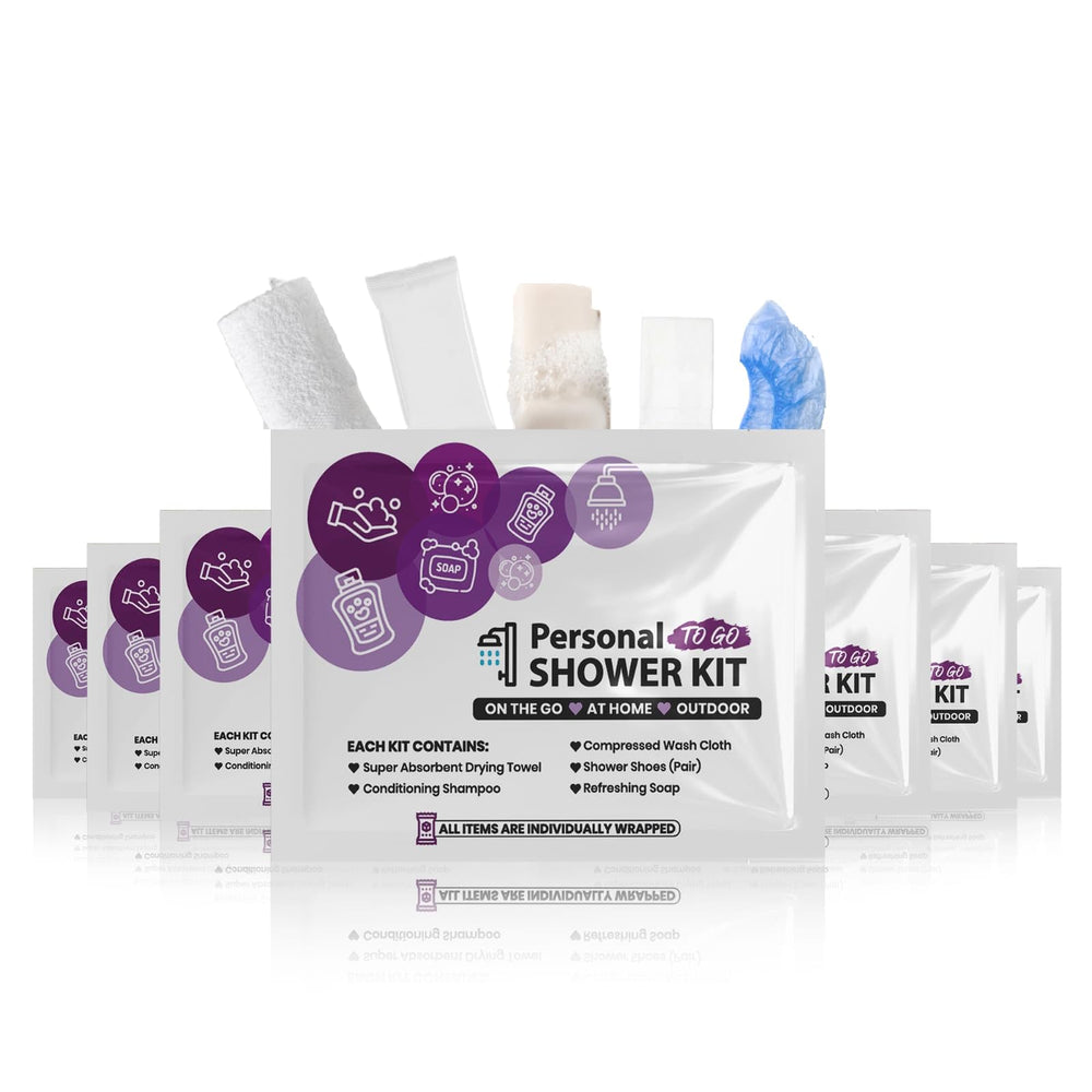 PH Advantage to-go shower kit packaging, compact travel-ready hygiene solution for adventures.