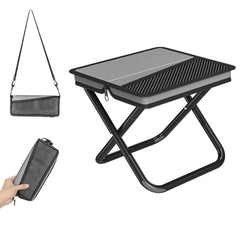 Phamouu camping stool pocket chair folded in medium grey for easy carry