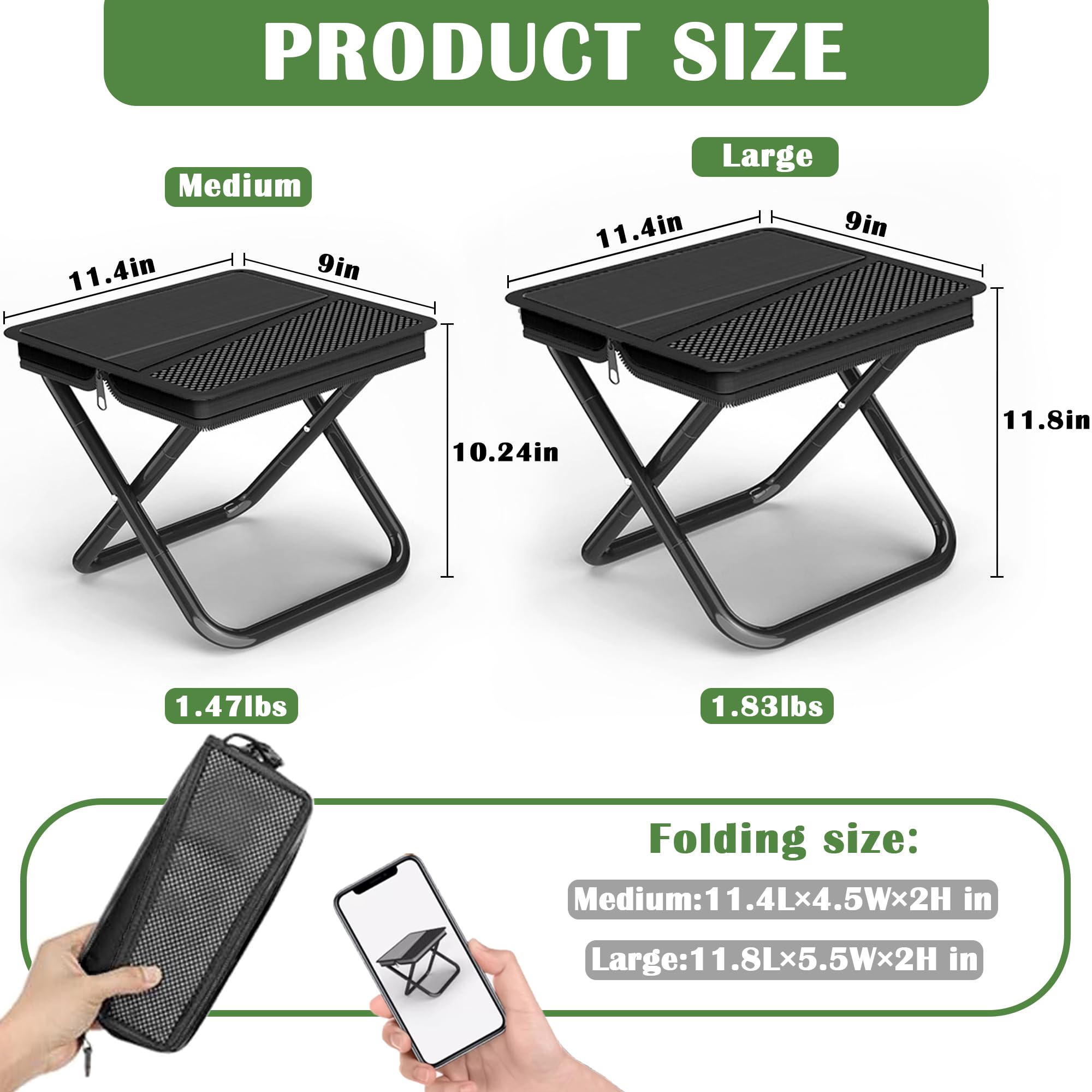 Phamouu camping stool expanded and ready to sit on outdoor adventures.