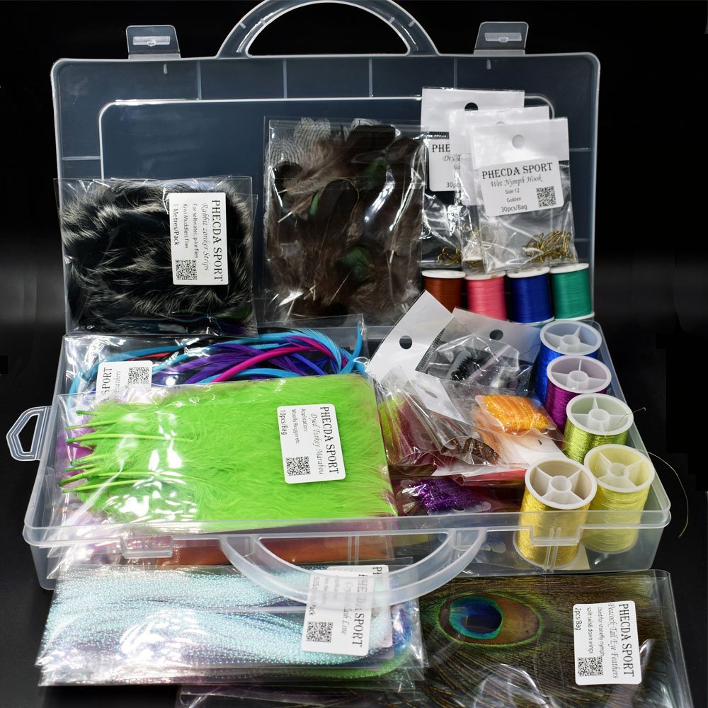 PHECDA PROFLY feathers fur kit pack for versatile beginner fly tying projects