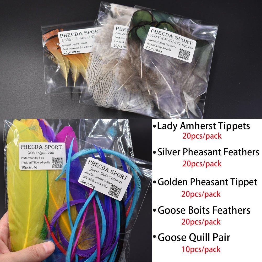 PHECDA PROFLY peacock feathers 200pc add iridescent flash to flies