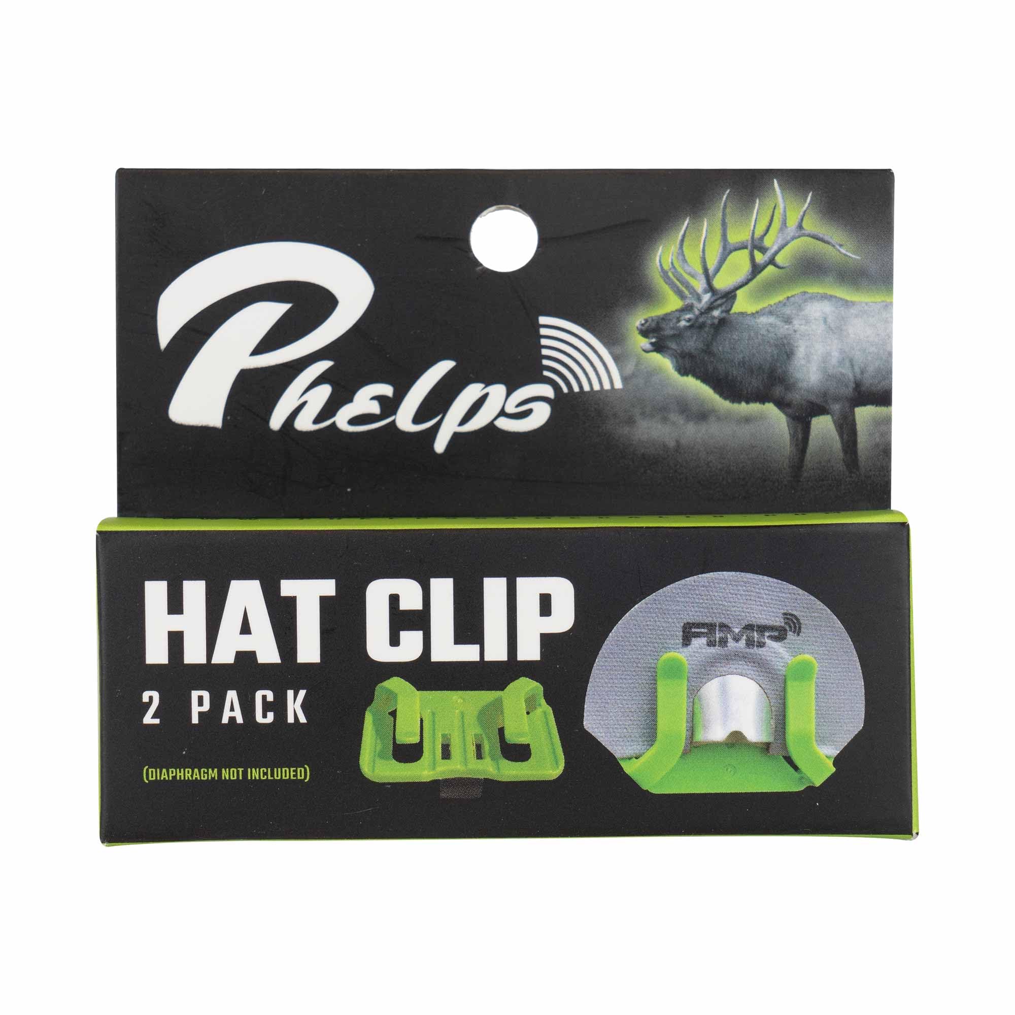Phelps Diaphragm Hat Clip in use during field hunting.