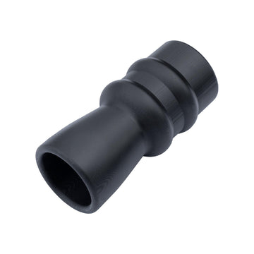 Close-up of Phelps flared mouthpiece on metal bugle tube for easier setup.