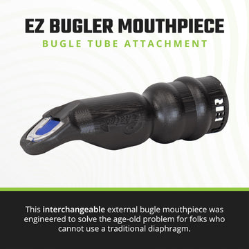 Phelps EZ Bugler mouthpiece angled view demonstrates compatibility with metal Bugle Tube