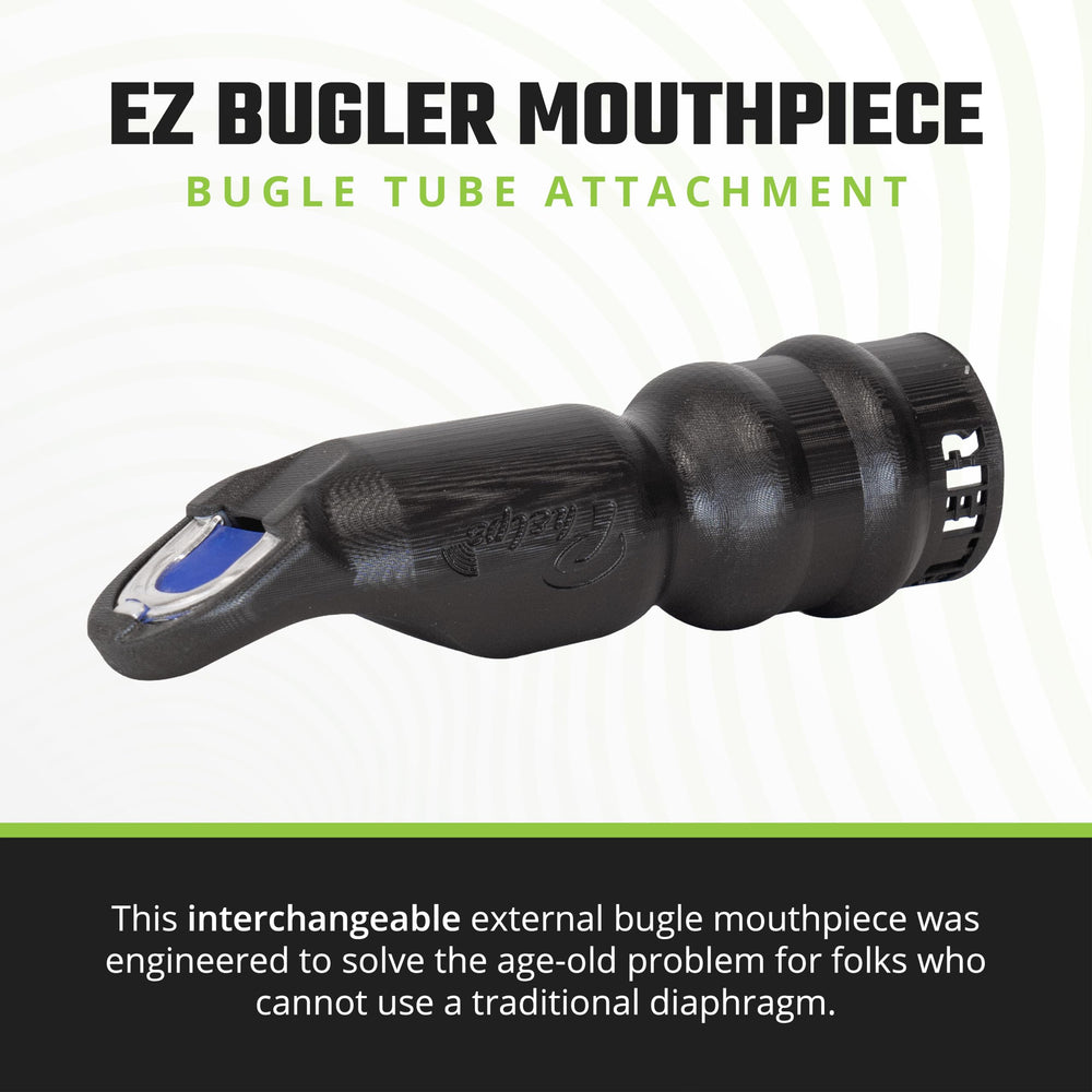 Phelps EZ Bugler mouthpiece angled view demonstrates compatibility with metal Bugle Tube