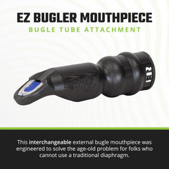 Phelps EZ Bugler mouthpiece angled view demonstrates compatibility with metal Bugle Tube