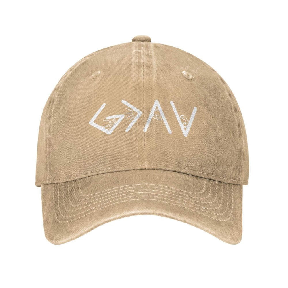 Philysonic God Is Greater Than The Highs and Lows hat front view, ideal for everyday casual looks.