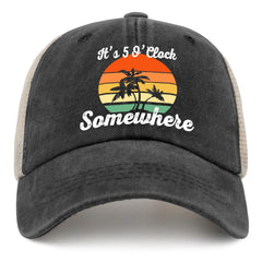 Philysonic Jimmy Hat with the 5 O’Clock Somewhere graphic; breathable mesh for hot days.