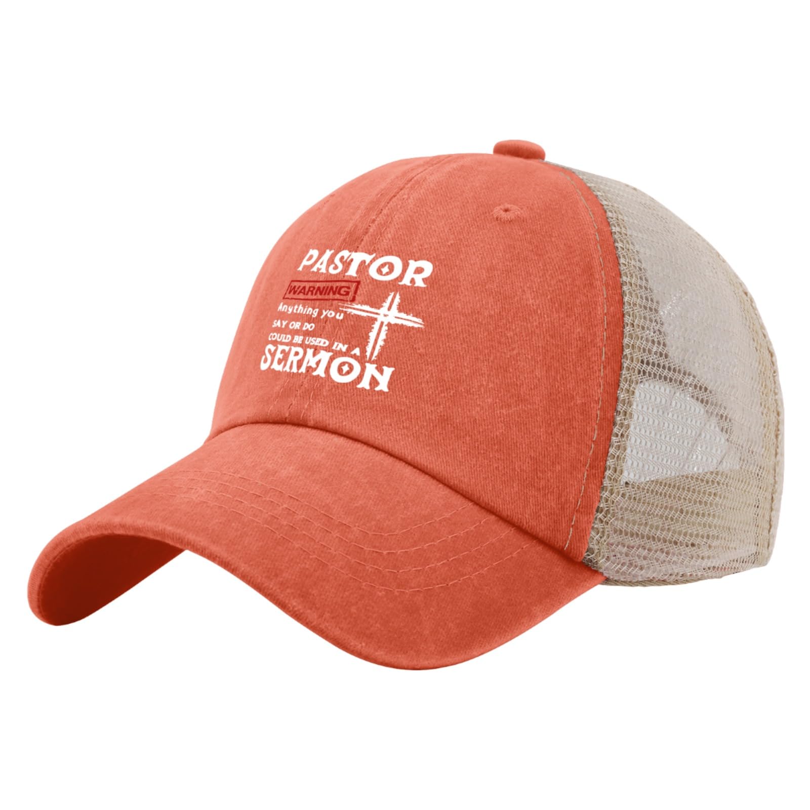 Philysonic Pastor Gift Trucker Hat front view shows breathable mesh for all-day comfort