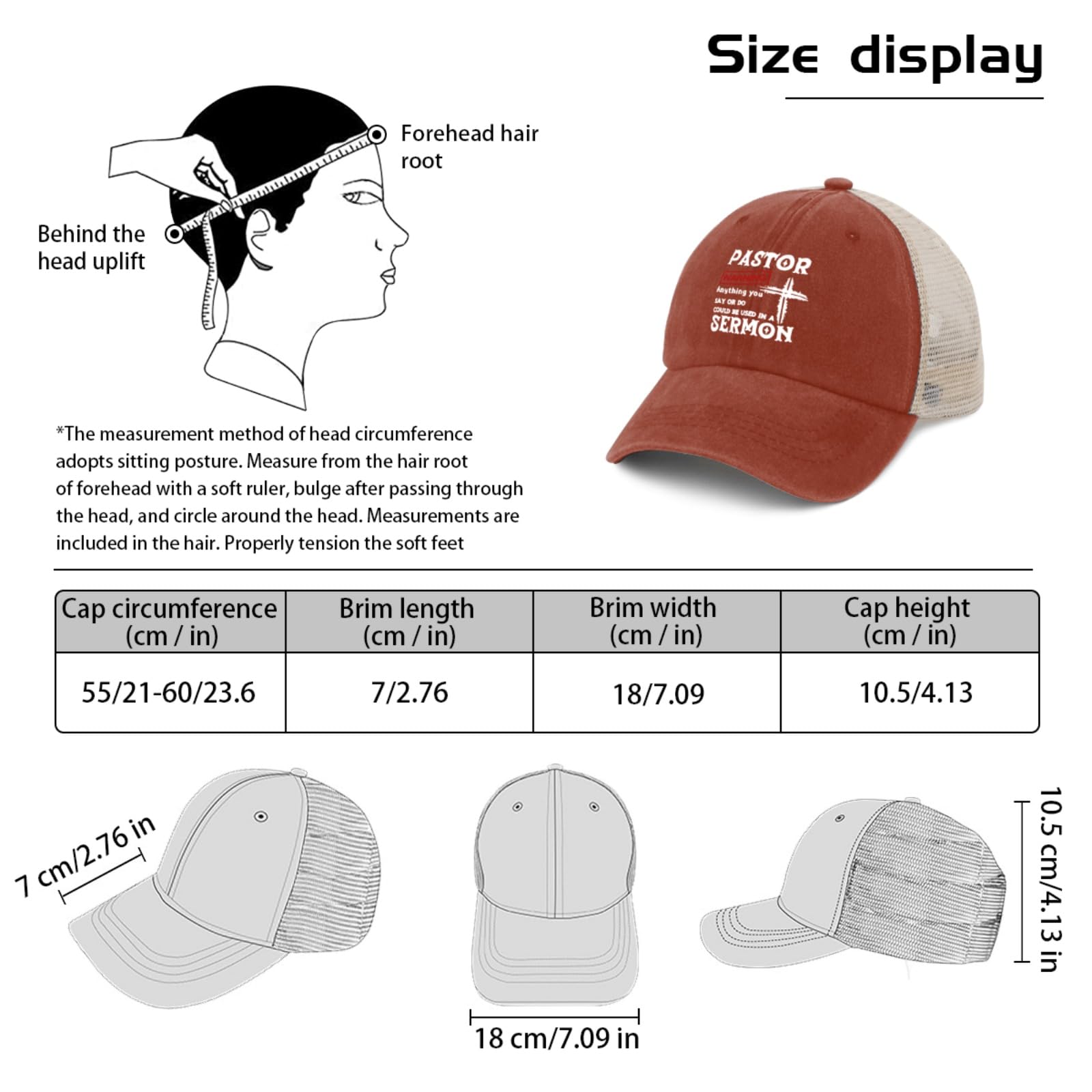 Philysonic Pastor Gift Trucker Hat washed denim finish lasts longer
