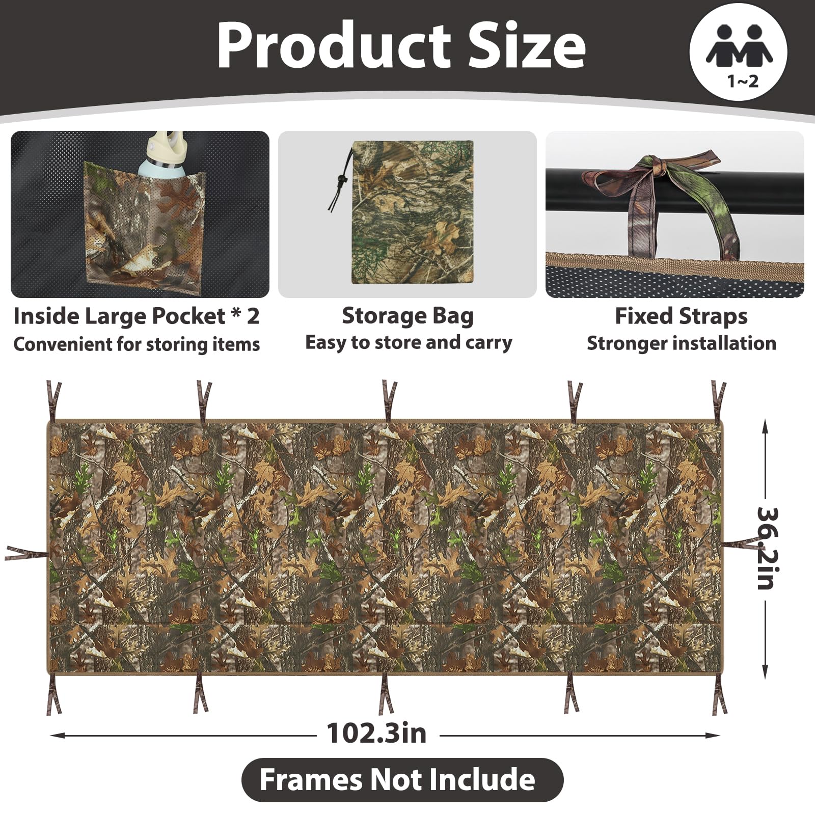 Phoncoo hunting tree stand blind camo print close-up enhances concealment.