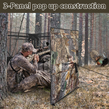 Phoncoo See Through Hunting Blind in-field use shows spacious 3-panel fit for one to two hunters.