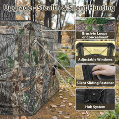 Phoncoo See Through Hunting Blind silent sliding windows allow quiet adjustments for precise shooting.