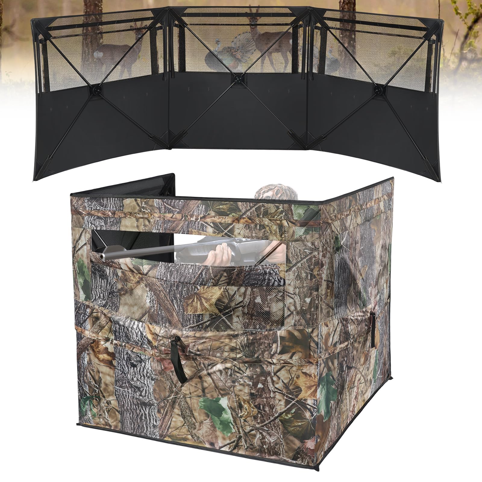 Phoncoo See Through 3-Panel Ground Hunting Blind – Silent, Portable, Q ...