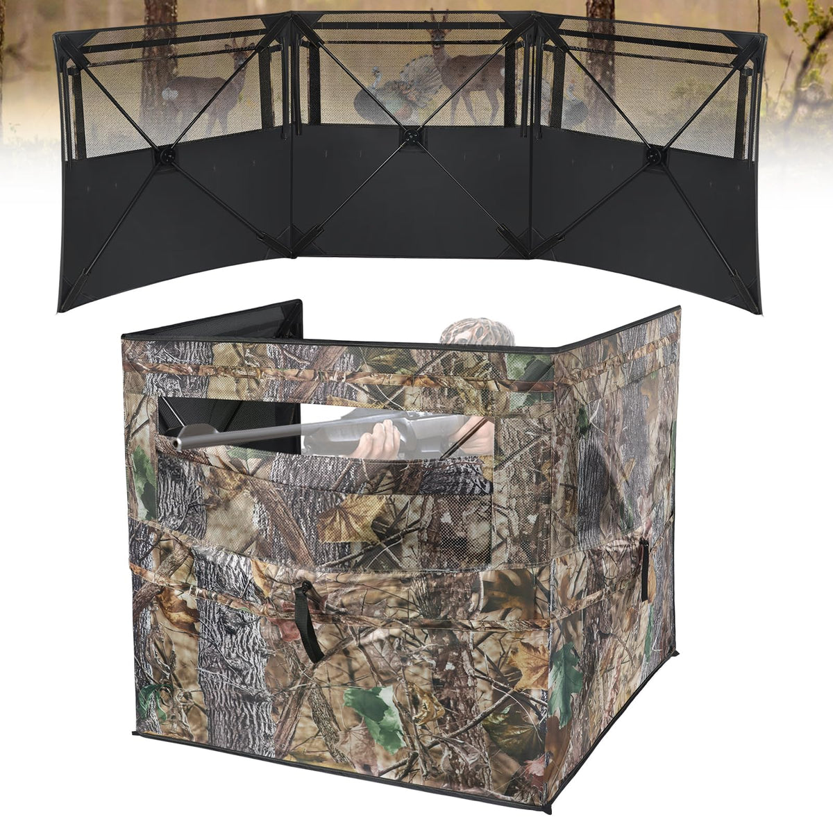 Phoncoo See Through Hunting Blind upper panel provides one-way visibility for stealthy deer and turkey hunts.