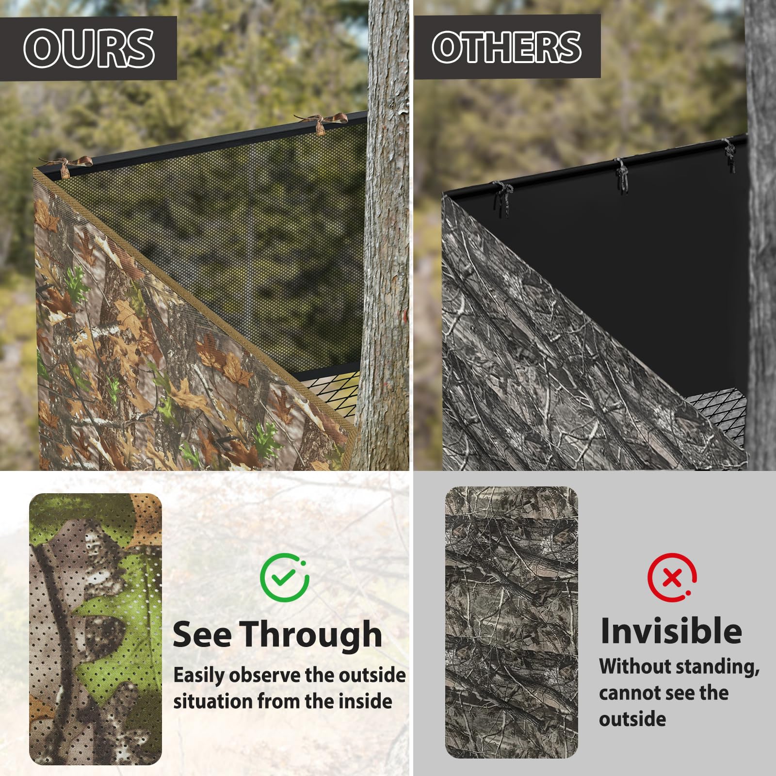 Phoncoo tree stand blind setup strap demonstrates quick, tool-free installation.