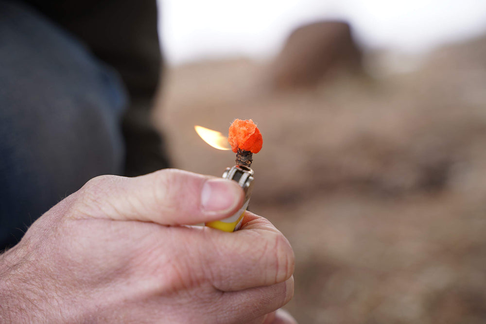Phone Skope Pyro Putty foil-packet-tear-ease shows quick tear and ignition on the trail