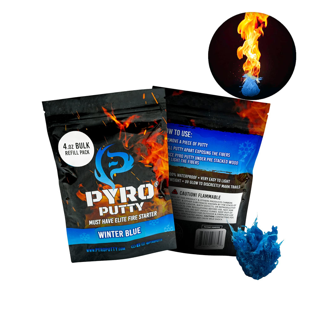 Phone Skope Pyro Putty blue winter blend leads to quick ignition on logs.