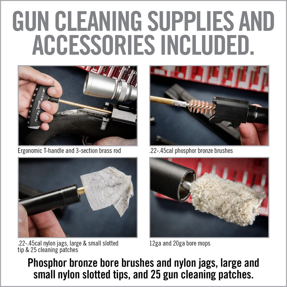 Includes patches, brushes, and shotgun mops included