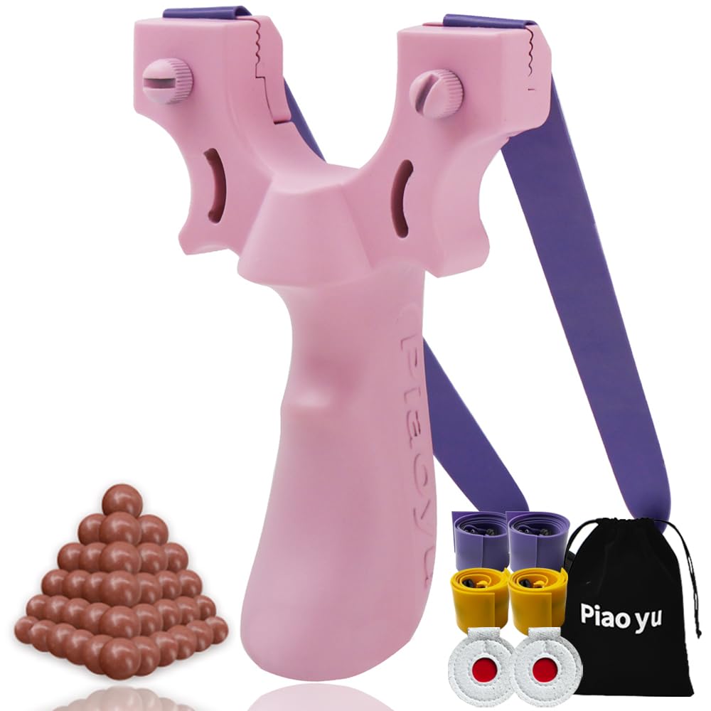 Piaoyu resin slingshot set front view highlighting durable ABS construction