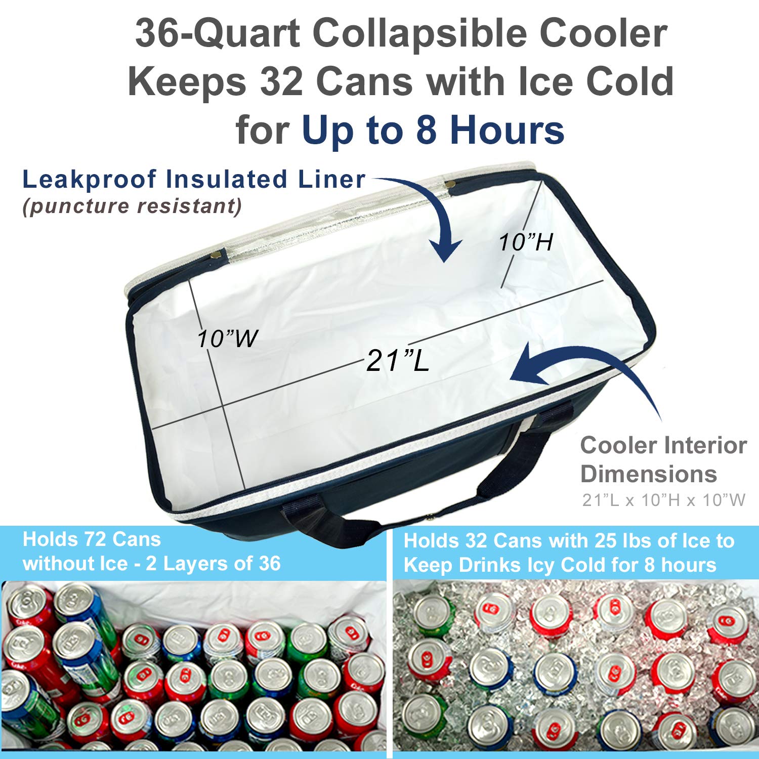 Picnic at Ascot 64-can collapsible cooler rugged 600D exterior