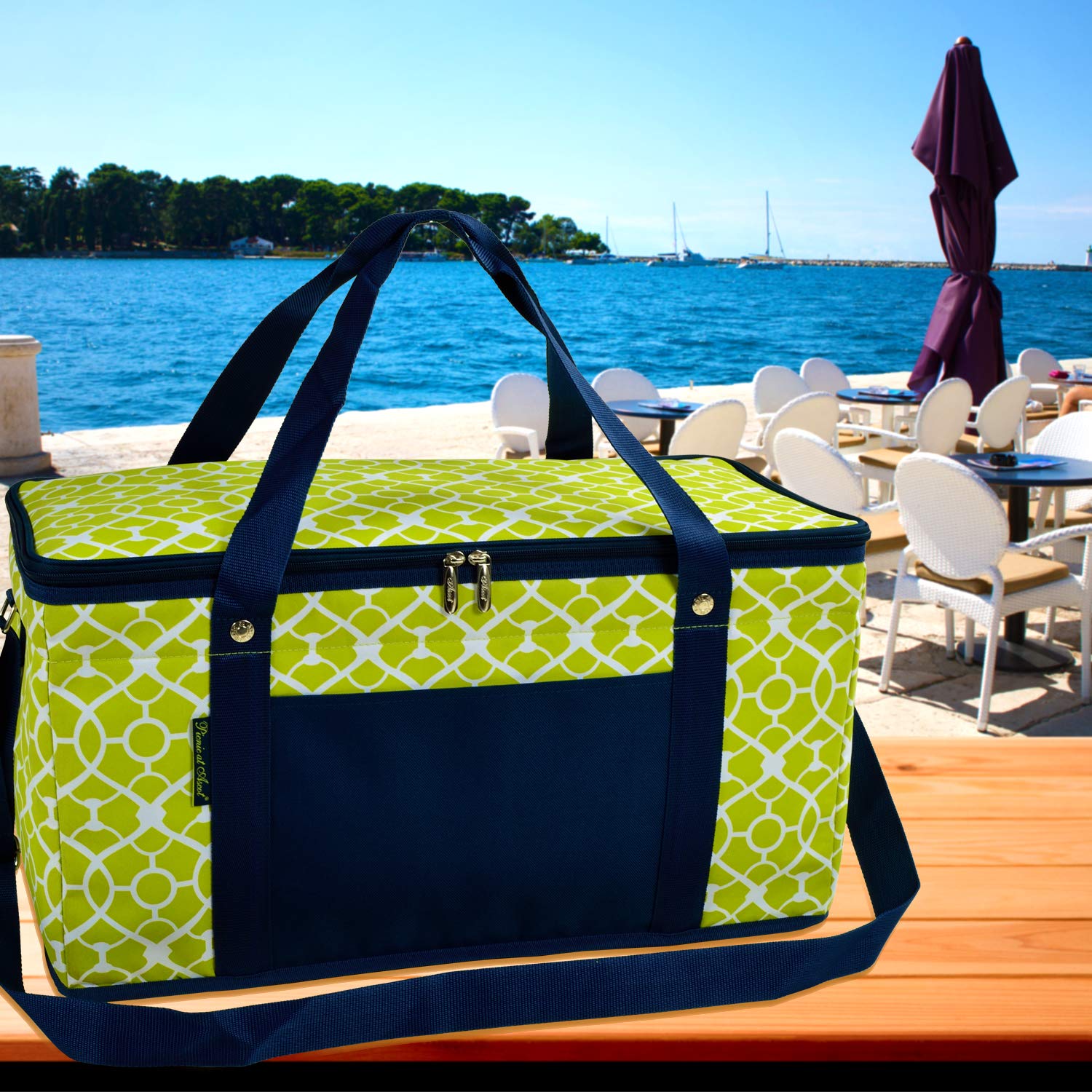 Picnic at Ascot 64-can collapsible cooler side view shows rugged durability