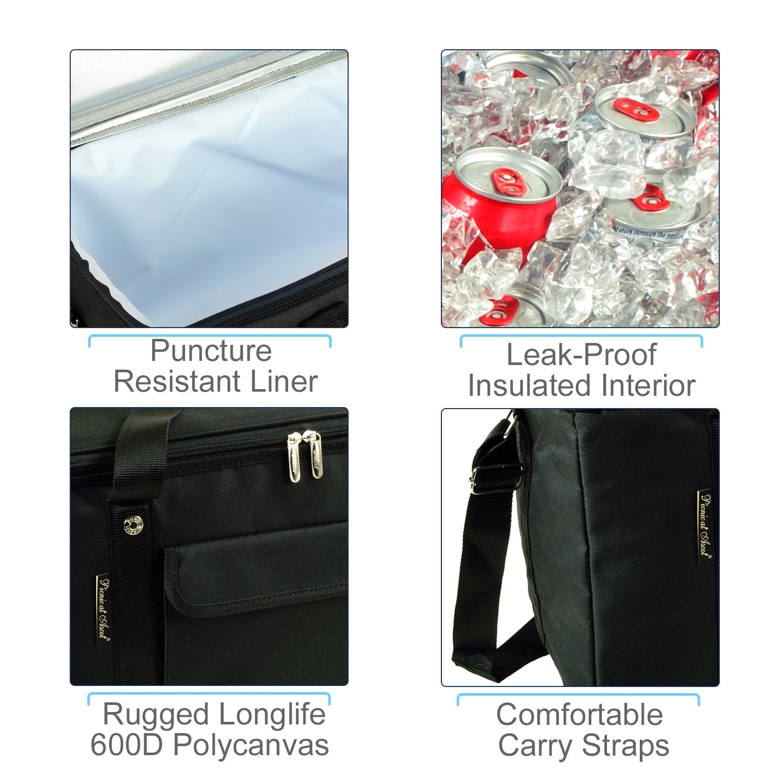 Picnic at Ascot leakproof liner prevents spills as ice melts.