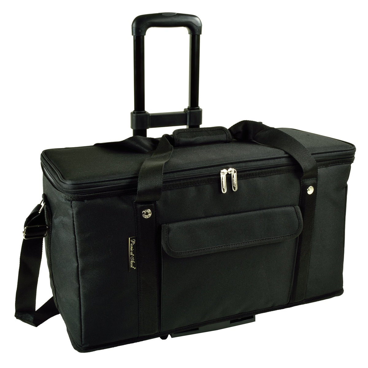 Picnic at Ascot travel cooler with wheels showing 64-can capacity for large outings