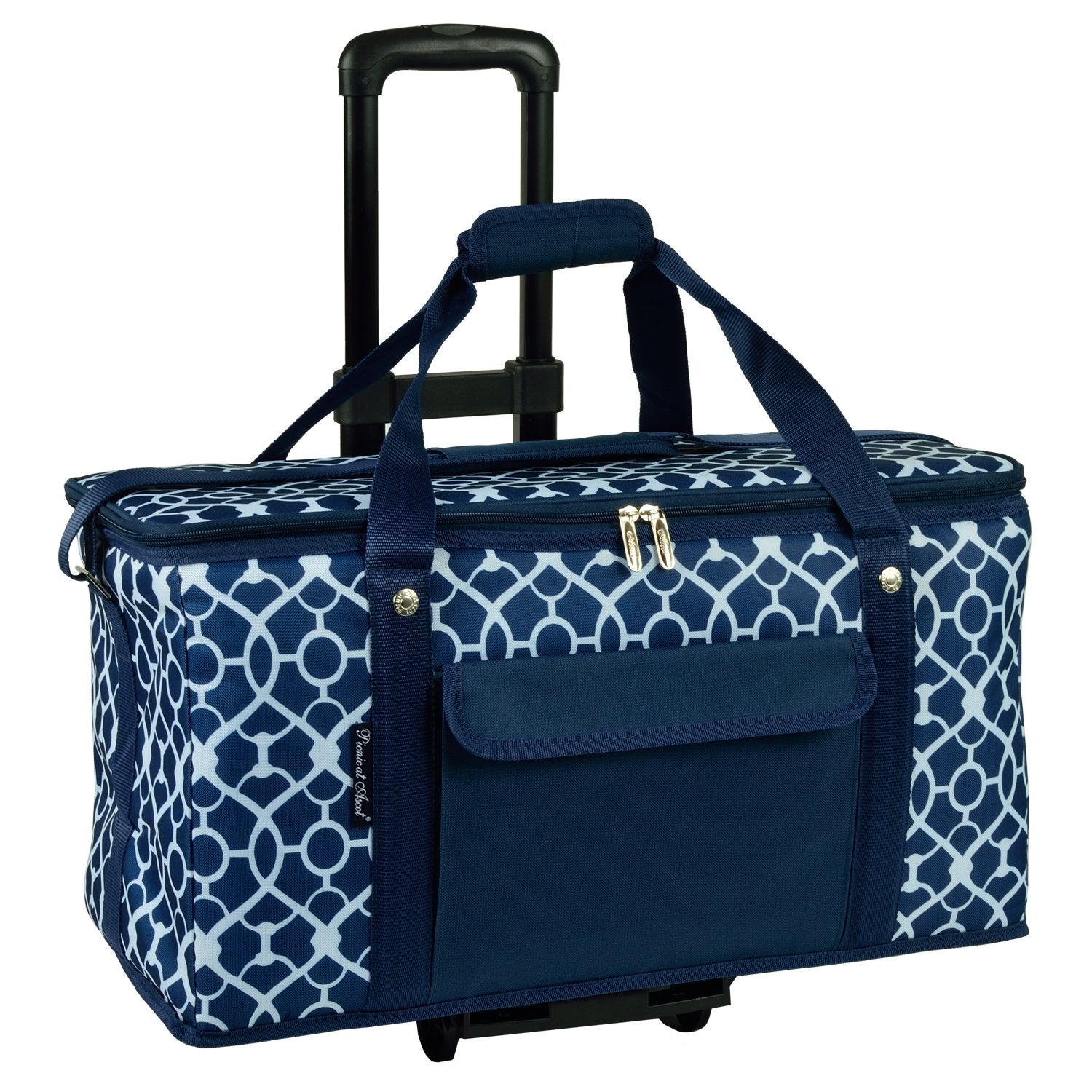Picnic at Ascot travel cooler with wheels side view demonstrates easy transport during hikes or trips