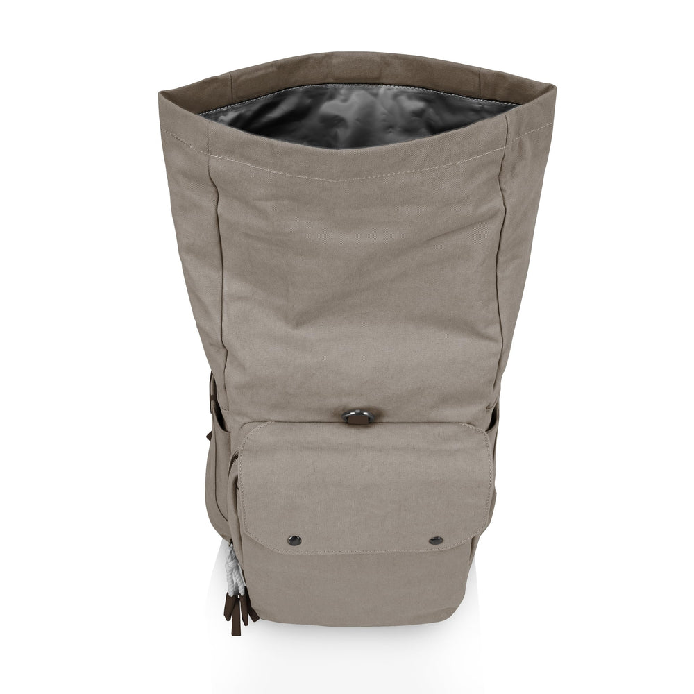 Picnic Time Carmel Roll Top Backpack Cooler durable bottom protects contents on rough terrain