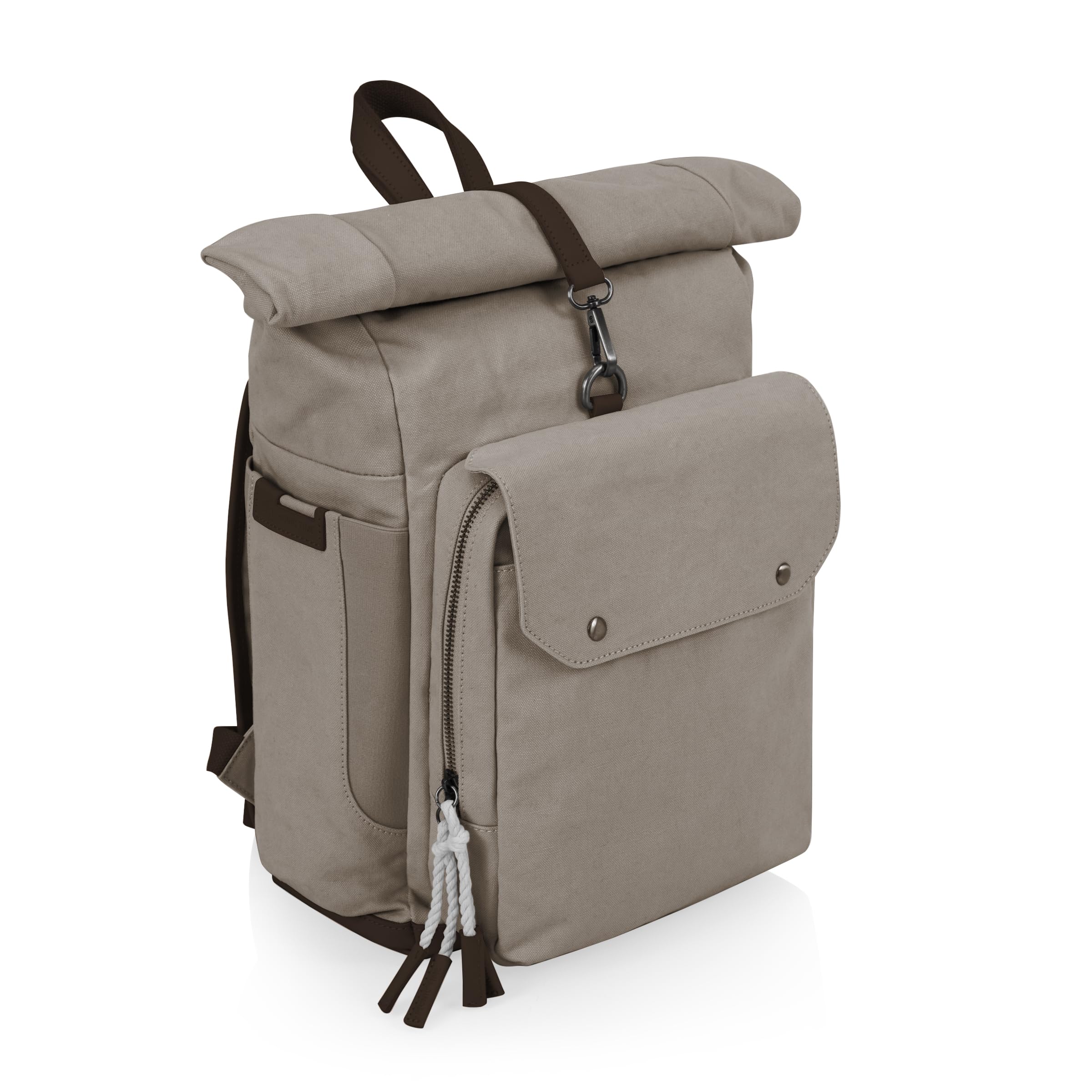 Picnic Time Carmel Roll Top Backpack Cooler main compartment keeps snacks organized for picnics