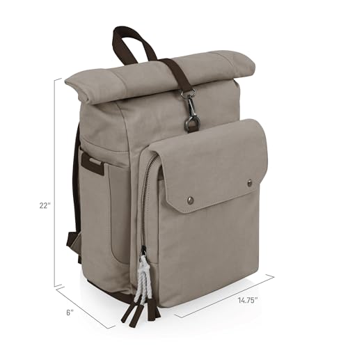 Picnic Time Carmel Roll Top Backpack Cooler waterproof interior protects beverages