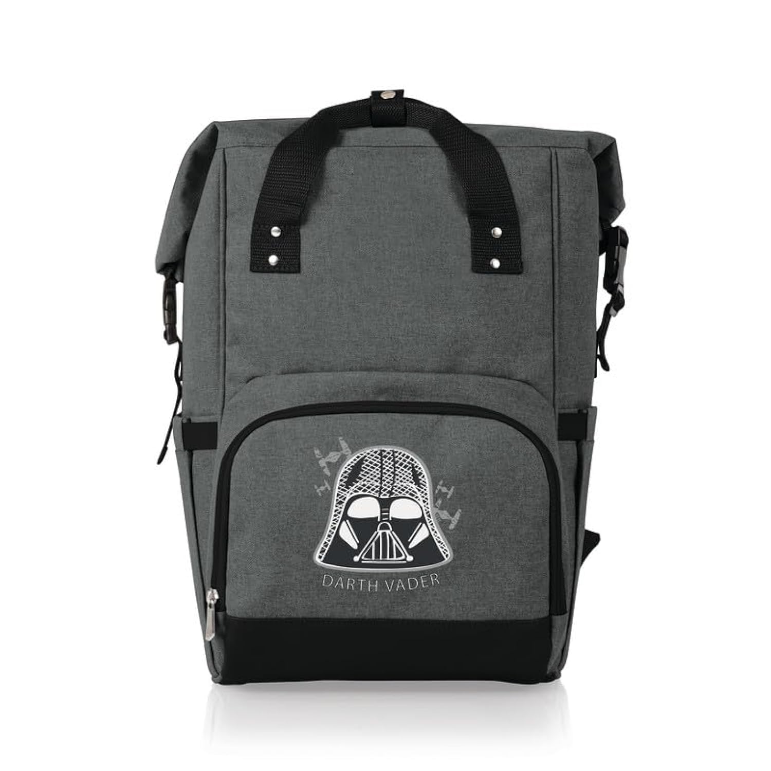 PICNIC TIME Darth Vader OTG roll-top backpack front pocket keeps snacks within easy reach