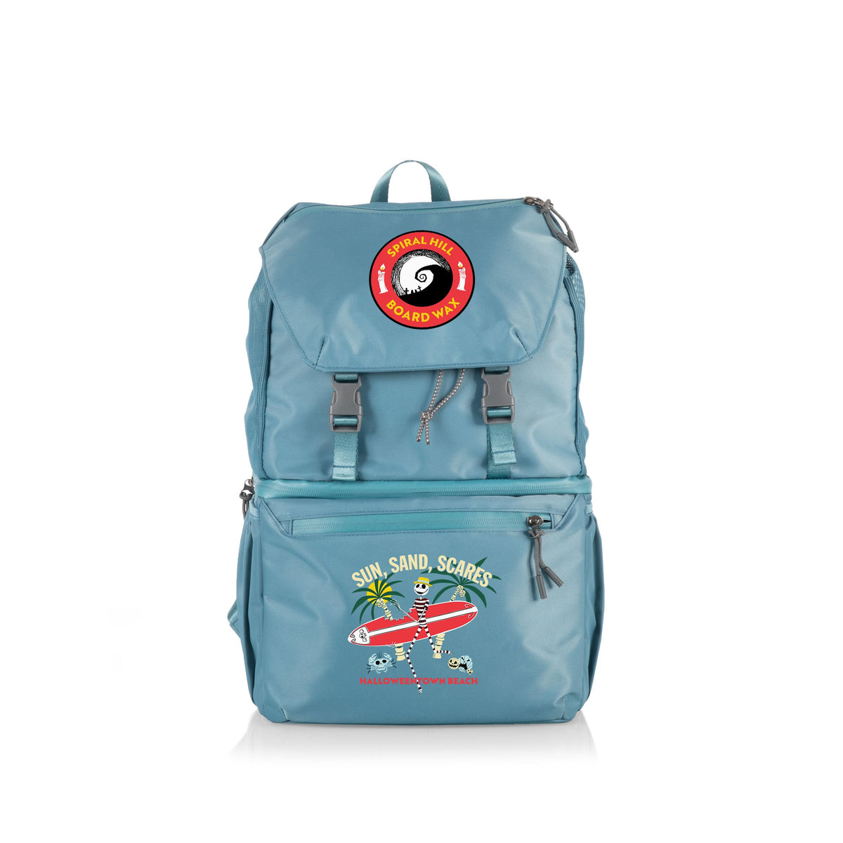 PICNIC TIME Disney Tarana backpack cooler in Aurora Blue with accessible front pocket.