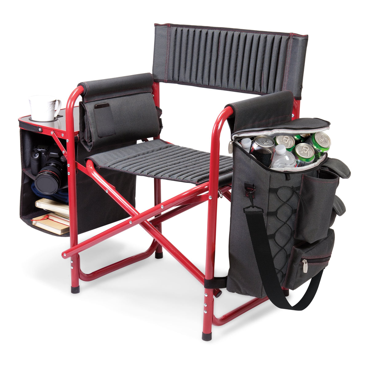 PICNIC TIME Fusion chair with side table keeps drinks within easy reach.