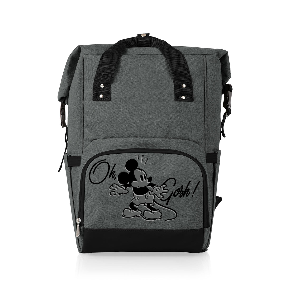Picnic Time Mickey Mouse roll-top backpack cooler keeps drinks cold on adventures.