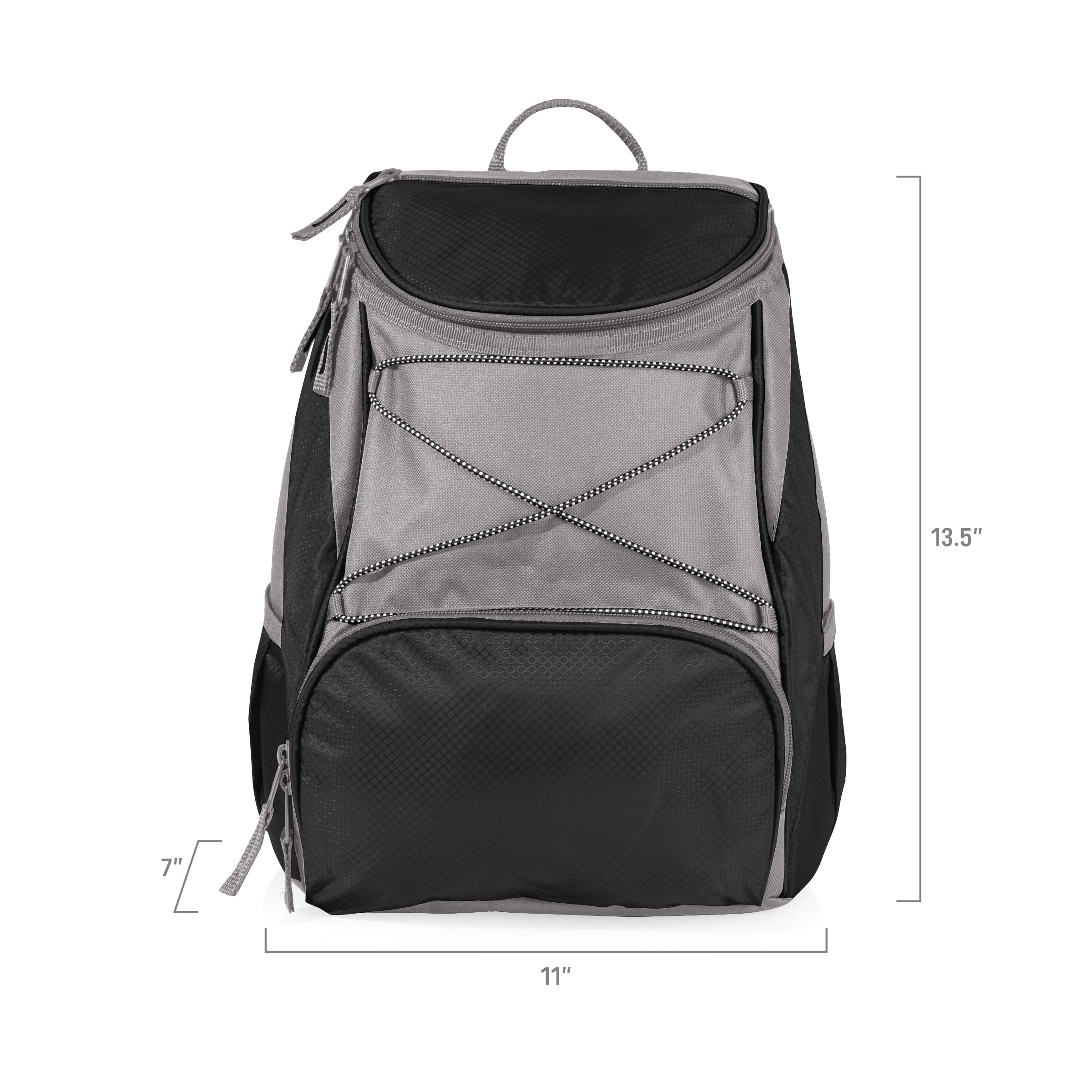 Picnic Time Mythosaur Skull PTX Backpack Cooler pocket layout for snacks and utensils