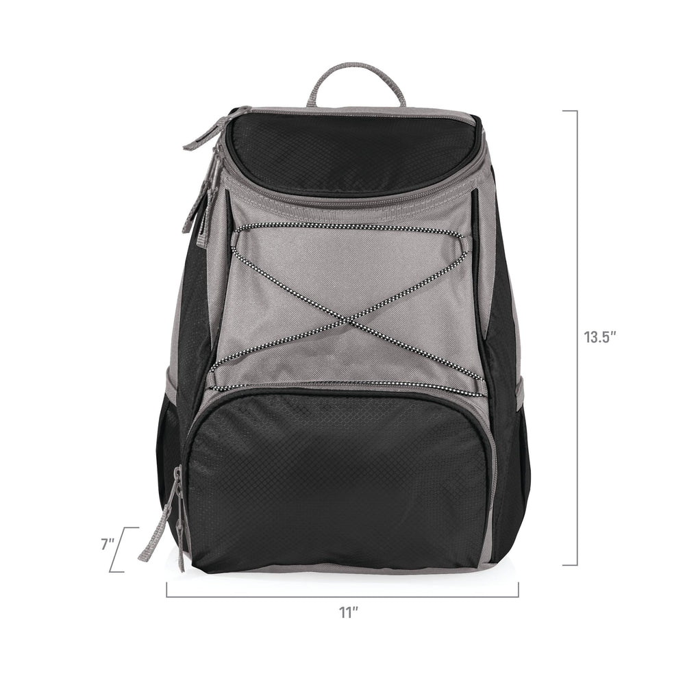 Picnic Time Mythosaur Skull PTX Backpack Cooler pocket layout for snacks and utensils