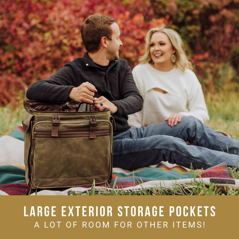 PICNIC TIME Somm waxed canvas insulated bag for beverages