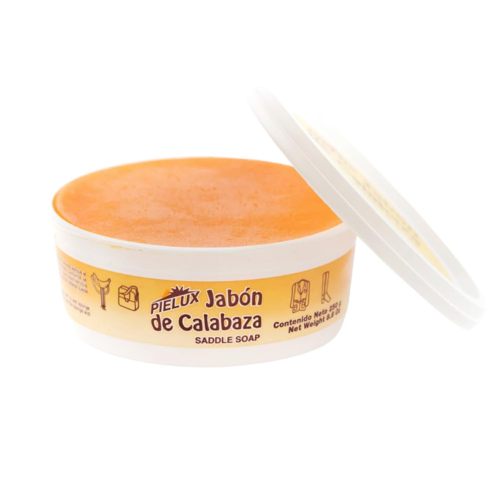 PIELUX Saddle Soap bottle pour shows easy application for cleaning and conditioning.