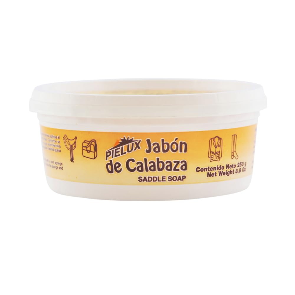 PIELUX Saddle Soap cleans and softens leather items like boots and gloves.