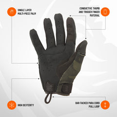 PIG Alpha gloves touchscreen-friendly fingers close-up for device use.