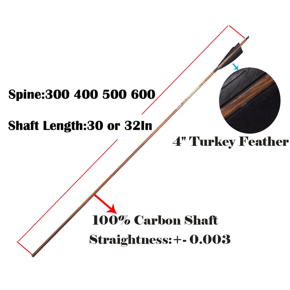 Pinals Archery arrow with 4-inch turkey feather fletching for stable flight