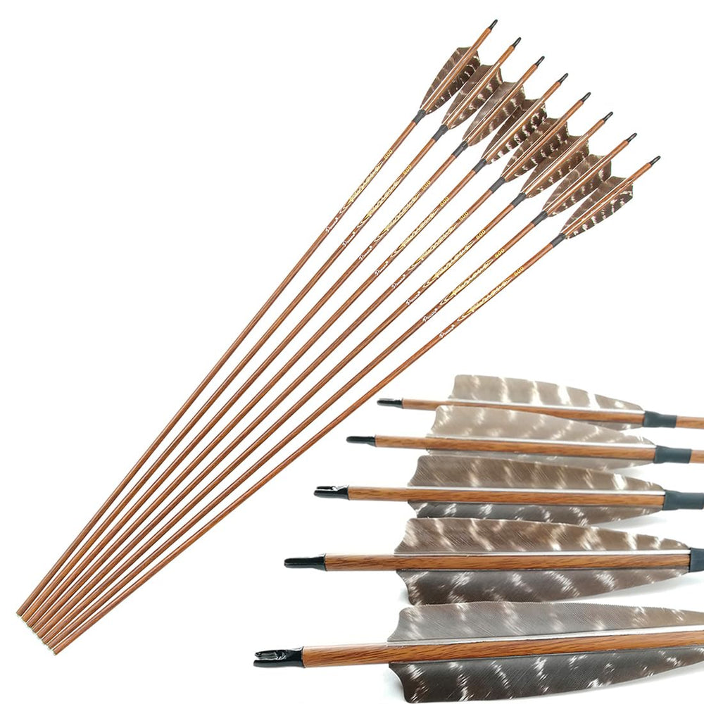 Pinals carbon-shaft arrows show 30-32 inch length for stable practice shots.