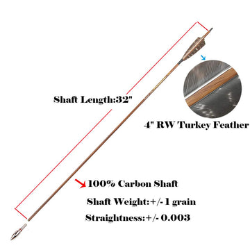 Pinals turkey feather fletching provides natural stabilization for smooth air flow.