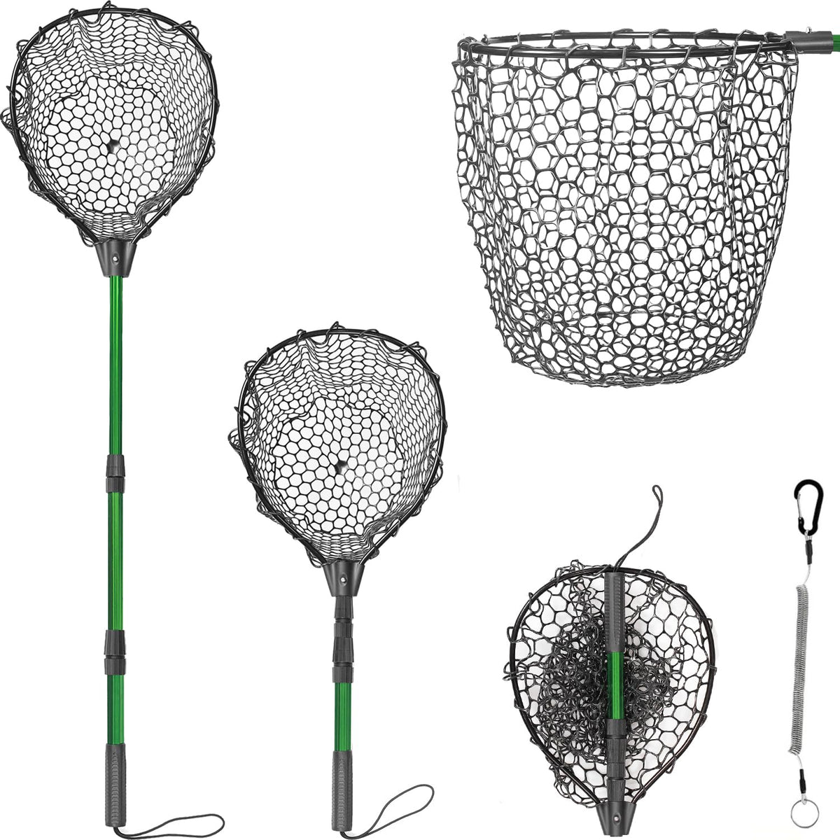 PinbWD telescoping fishing net extended for easy landings from shore or boat.