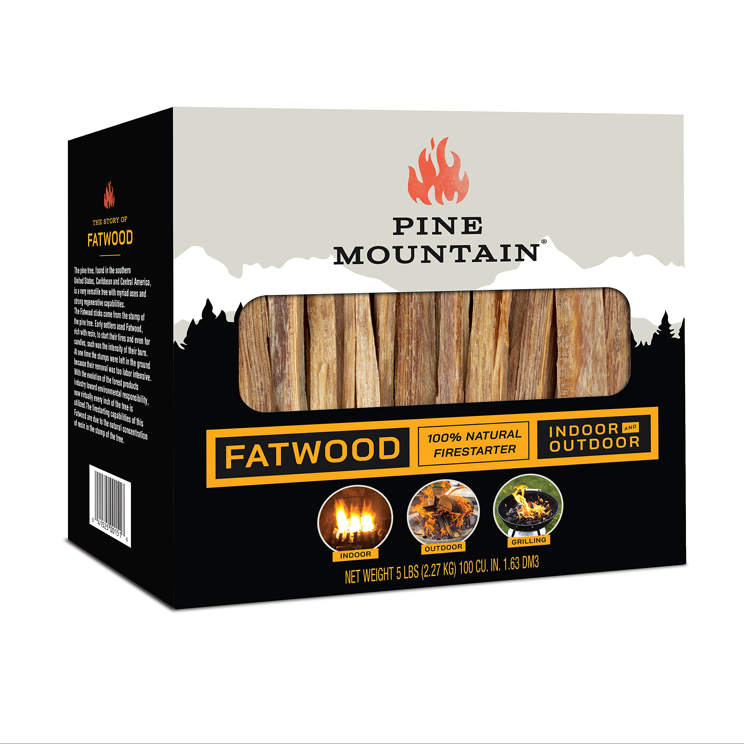 Pine Mountain StarterStikk fatwood sticks ready to ignite a campfire quickly.