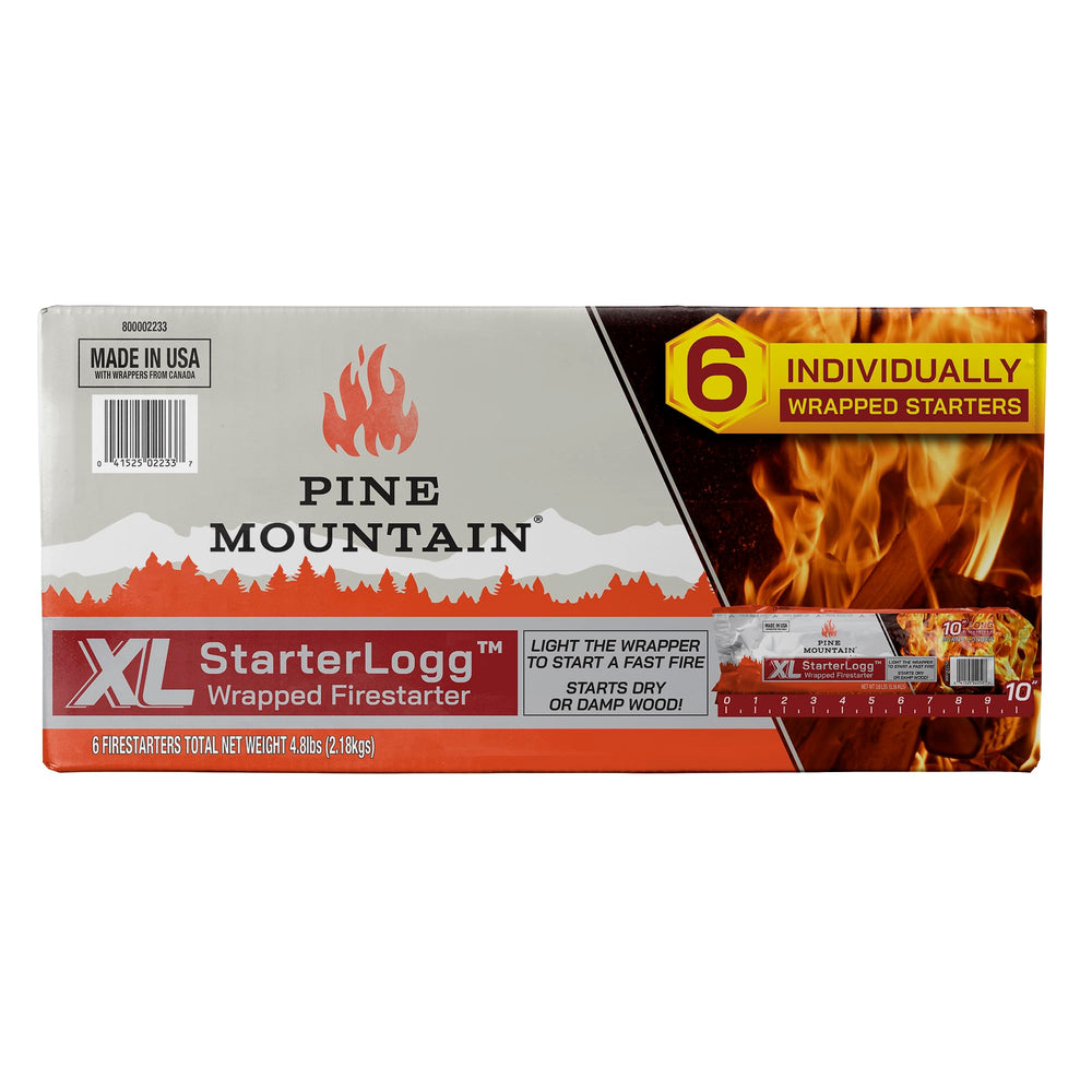 Pine Mountain XL StarterLogg packaging ready for outdoor use and easy transport.